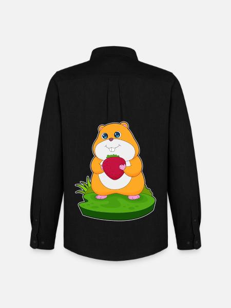 Hamster Erdbeere  - Männer Oxford Hemd von Stanley/Stella - Schwarz