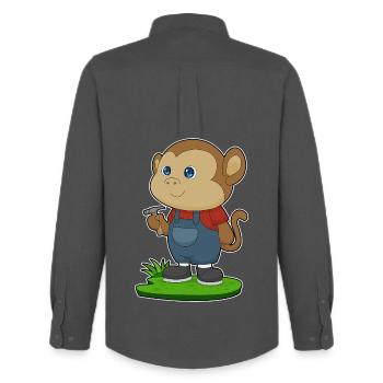 Monkey Craftsman Hammer Craft - Men's Oxford Shirt by Stanley/Stella - anthracite - Back - AI Model Male 185 dark (185cm)