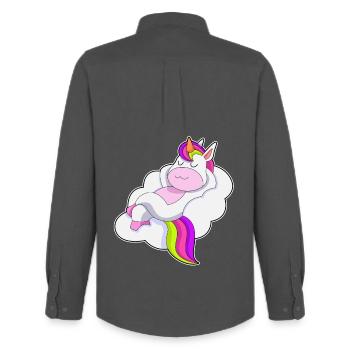 Unicorn Clouds - Men's Oxford Shirt by Stanley/Stella - anthracite - Back - AI Model Male 185 dark (185cm)