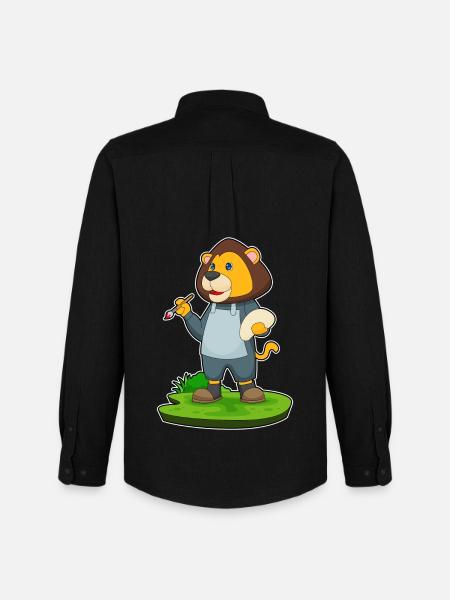 Lion Peintre Pinceau Peinture - Chemise Oxford homme Stanley/Stella - noir