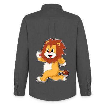 Löwe Jogger Joggen Sport - Männer Oxford Hemd von Stanley/Stella - Anthrazit - Hinten - AI Model Male 185 dark (185cm)