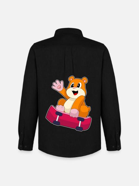Hamster Skater Skateboard - Men's Oxford Shirt by Stanley/Stella - black