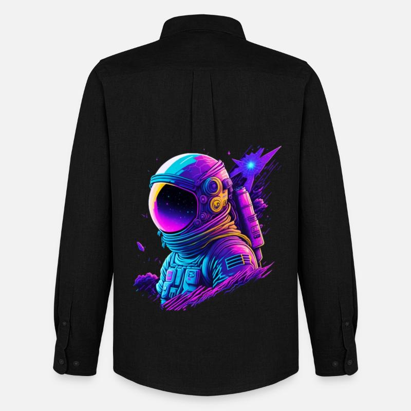 Synthwave Astronaute Space Explorer - Chemise Oxford homme Stanley/Stella - noir