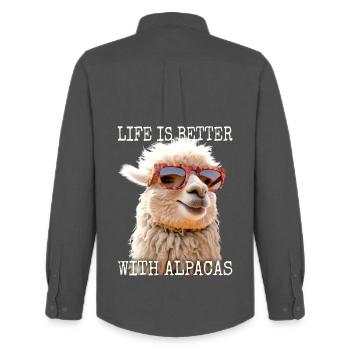 Alpaka Life Is Better With Alpacas Lama Alpakas - Männer Oxford Hemd von Stanley/Stella - Anthrazit - Hinten - AI Model Male 185 dark (185cm)
