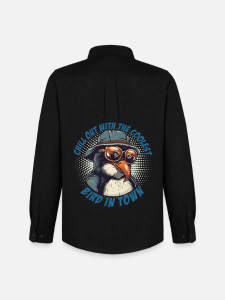 Chilled penguin with sunglasses and hat - Men's Oxford Shirt by Stanley/Stella - black
