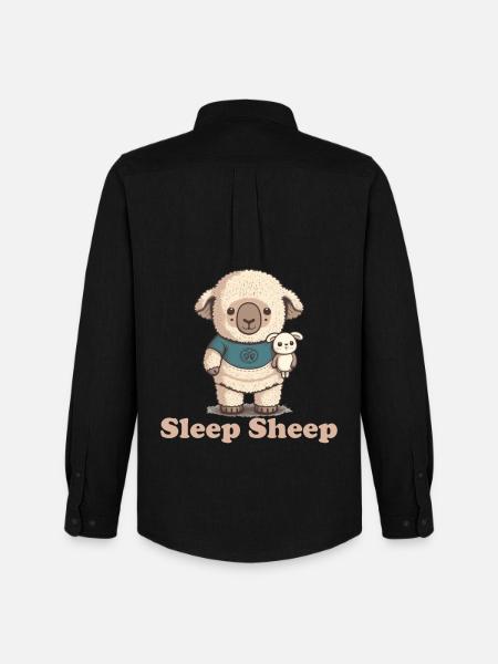 Mouton endormi avec peluche - Chemise Oxford homme Stanley/Stella - noir