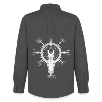 Vegvisir Viking Runes Boussole Crâne Occulte - Chemise Oxford homme Stanley/Stella - charbon - Dos - AI Model Male 185 dark (185cm)