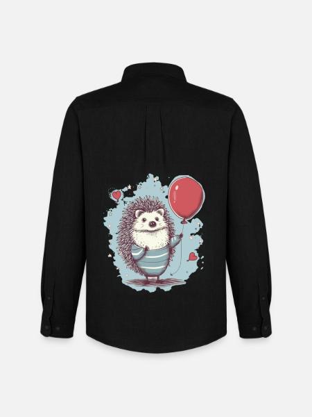 Hérisson mignon avec ballon - Chemise Oxford homme Stanley/Stella - noir