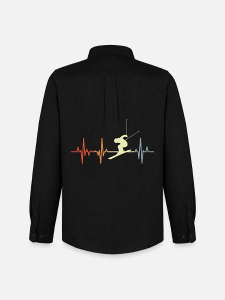 Skier palpitations ECG - Men's Oxford Shirt by Stanley/Stella - black