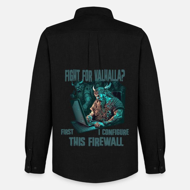 Firewall first Wikinger programmierer - Männer Oxford Hemd von Stanley/Stella - Schwarz
