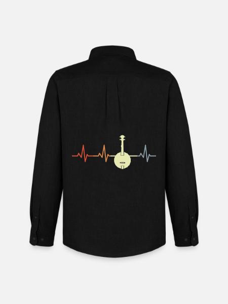 Banjo Heart Line - Men's Oxford Shirt by Stanley/Stella - black