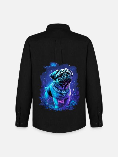 Mystical Cute Pug Dog - Men's Oxford Shirt by Stanley/Stella - black