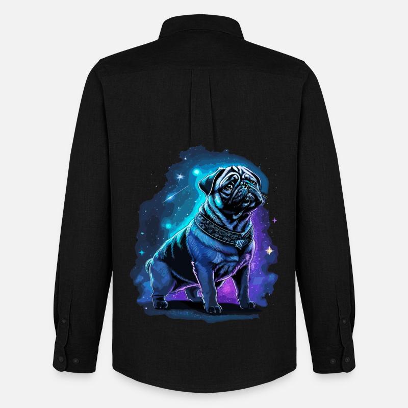 Neon Mops Hund Mitternachtszauber - Männer Oxford Hemd von Stanley/Stella - Schwarz
