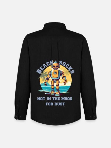 Robot on the beach with lettering - Men's Oxford Shirt by Stanley/Stella - black