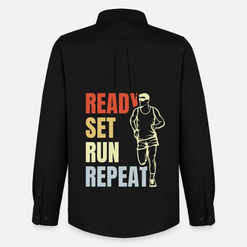 Ready Set Run Repeat - Männer Oxford Hemd von Stanley/Stella - Schwarz