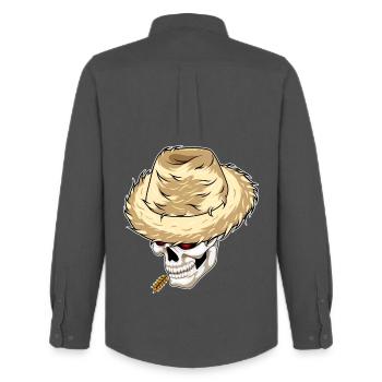 Ferme de blé Skull Farmer - Chemise Oxford homme Stanley/Stella - charbon - Dos - AI Model Male 185 dark (185cm)
