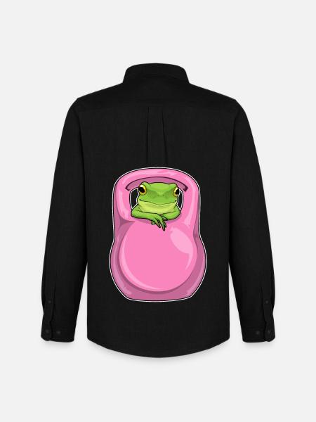 Frog Bodybuilder Dumbbell Bodybuilding - Men's Oxford Shirt by Stanley/Stella - black