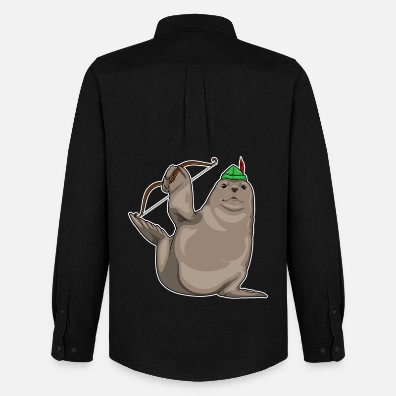 Seehund Bogenschütze Bogen - Männer Oxford Hemd von Stanley/Stella - Schwarz