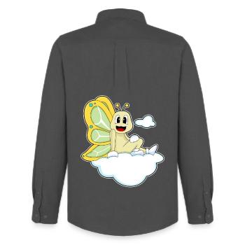 Butterfly Clouds - Men's Oxford Shirt by Stanley/Stella - anthracite - Back - AI Model Male 185 dark (185cm)