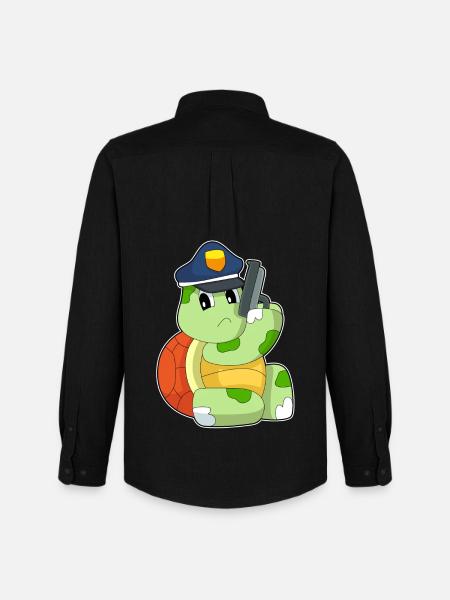 Turtle Policeman Pistol Police - Men's Oxford Shirt by Stanley/Stella - black