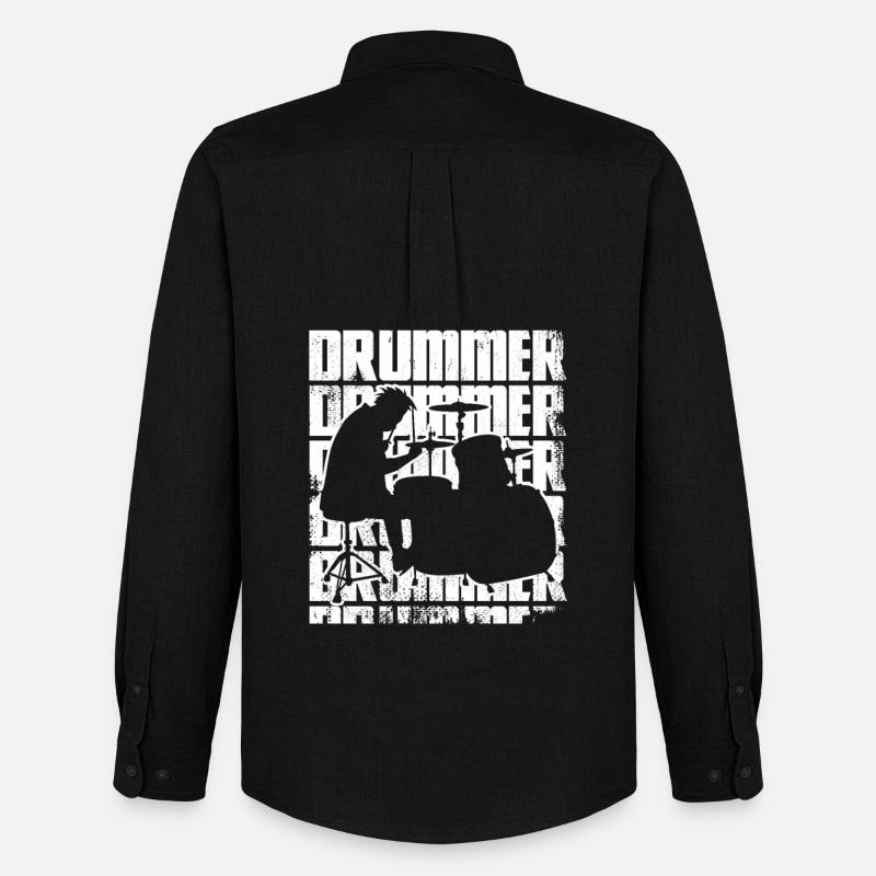 Lustiger Drummer - Männer Oxford Hemd von Stanley/Stella - Schwarz