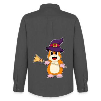 Hamster Witch Broom - Men's Oxford Shirt by Stanley/Stella - anthracite - Back - AI Model Male 185 dark (185cm)