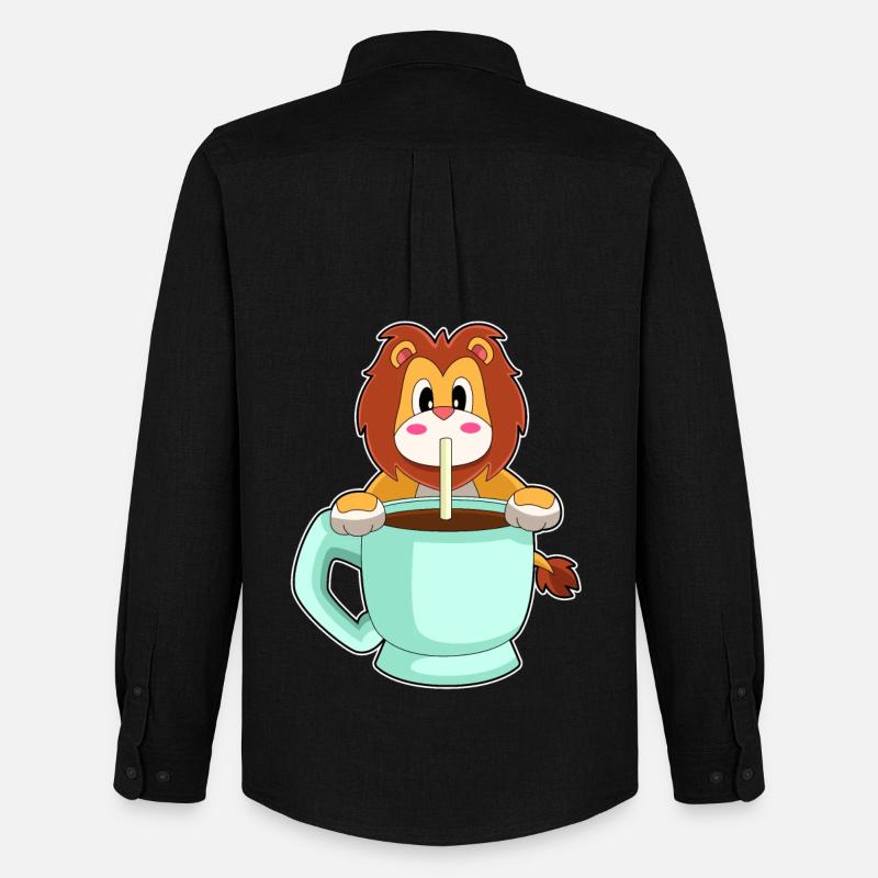 Löwe Tasse Kaffe - Männer Oxford Hemd von Stanley/Stella - Schwarz