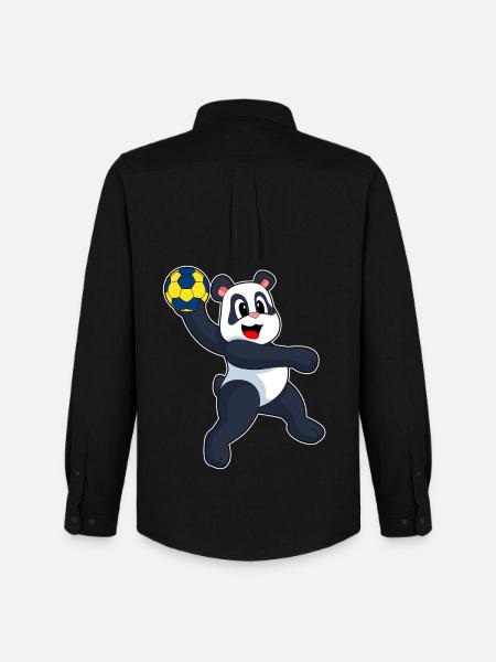 Panda Handball Player Handball - Men's Oxford Shirt by Stanley/Stella - black