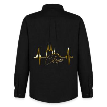Cologne Skyline Heartbeat Heart Kölsch Love Cologne - Men's Oxford Shirt by Stanley/Stella - black - Back - AI Model Male 185 dark (185cm)