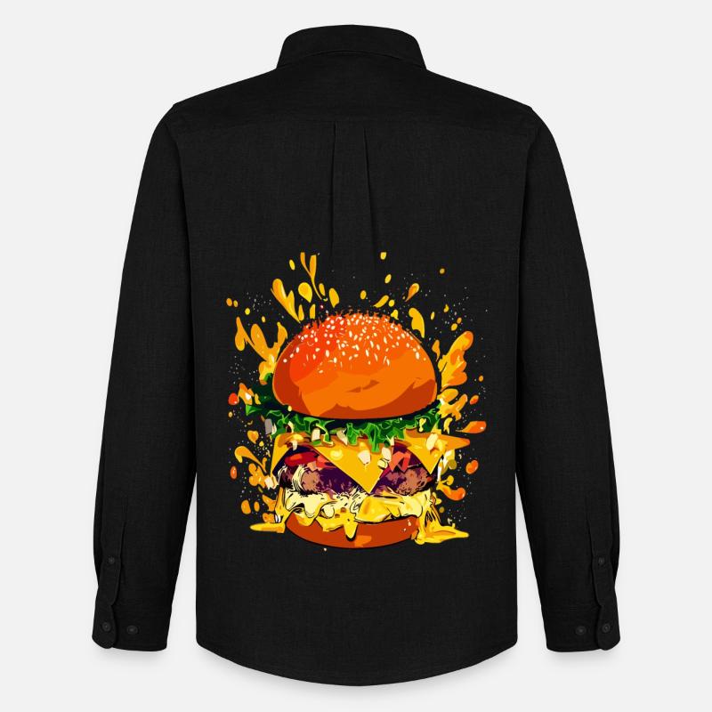 Extravaganter Cheeseburger mit Käse Splatter - Männer Oxford Hemd von Stanley/Stella - Schwarz