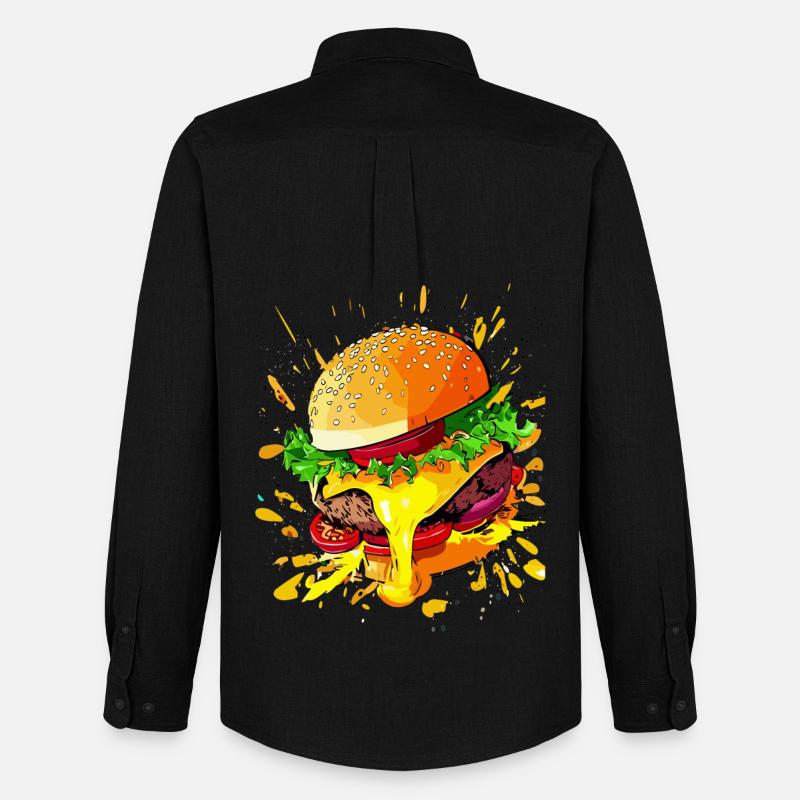Extra Käse Burger Cheeseburger - Männer Oxford Hemd von Stanley/Stella - Schwarz