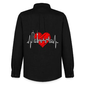 Wien Skyline Herzschlag Österreich Liebe Vienna - Männer Oxford Hemd von Stanley/Stella - Schwarz - Hinten - AI Model Male 185 dark (185cm)