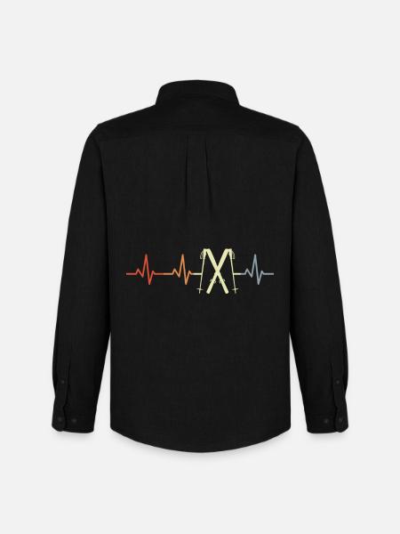 Skier ECG Heartline - Men's Oxford Shirt by Stanley/Stella - black