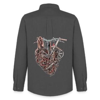 Two-wheeler mechanic machines heart - Men's Oxford Shirt by Stanley/Stella - anthracite - Back - AI Model Male 185 dark (185cm)