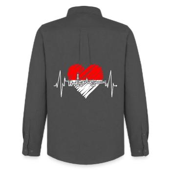 Hannover Skyline Herzschlag Fan Liebe Hannöversch - Chemise Oxford homme Stanley/Stella - charbon - Dos - AI Model Male 185 dark (185cm)