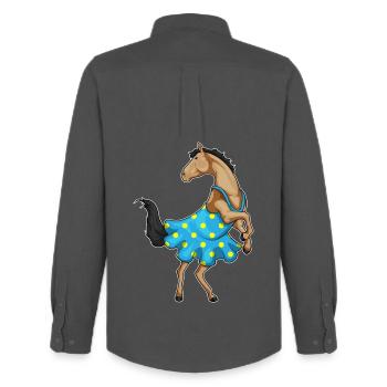 Pferd Polka Dots Kleid - Männer Oxford Hemd von Stanley/Stella - Anthrazit - Hinten - AI Model Male 185 dark (185cm)