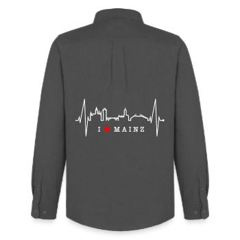 Mayence Skyline Heartbeat Fan Heart Love Mainzer - Chemise Oxford homme Stanley/Stella - charbon - Dos - AI Model Male 185 dark (185cm)