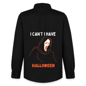 I Can't I Have Halloween - Men's Oxford Shirt by Stanley/Stella - black - Back - AI Model Male 185 dark (185cm)