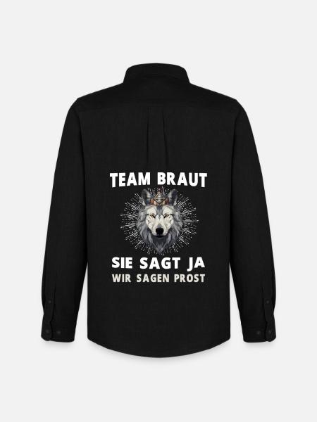 Hochzeit Junggesellenabschied Wolf Braut Bräutigam - Männer Oxford Hemd von Stanley/Stella - Schwarz