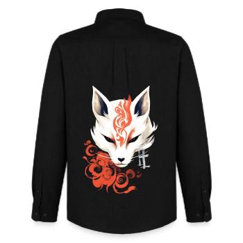 Fuchs Maske Kumiho Samurai Kitsune Japan Anime - Männer Oxford Hemd von Stanley/Stella - Schwarz - Hinten - AI Model Male 185 dark (185cm)
