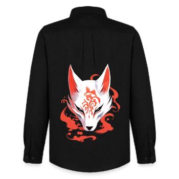 Anime Fuchs Maske Kitsune Kumiho Samurai Japan - Männer Oxford Hemd von Stanley/Stella - Schwarz - Hinten - AI Model Male 185 dark (185cm)