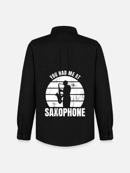 Tu m’as eu au saxophone - Chemise Oxford homme Stanley/Stella - noir