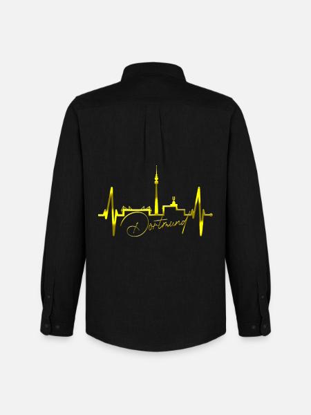 Dortmund Skyline Heartbeat Stadion Fan Dortmunder - Stanley/Stella Oxford Heren overhemd - zwart