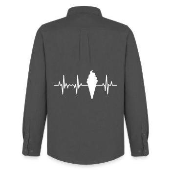 Cône de crème glacée ligne de coeur ECG - Chemise Oxford homme Stanley/Stella - charbon - Dos - AI Model Male 185 dark (185cm)