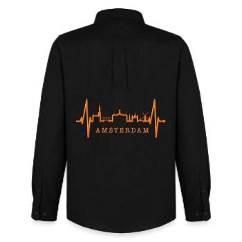 Amsterdam Skyline Netherlands Heartbeat Holland - Men's Oxford Shirt by Stanley/Stella - black - Back - AI Model Male 185 dark (185cm)
