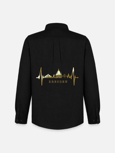 Dresden Skyline Heartbeat Dresden Heart Love Fan - Men's Oxford Shirt by Stanley/Stella - black
