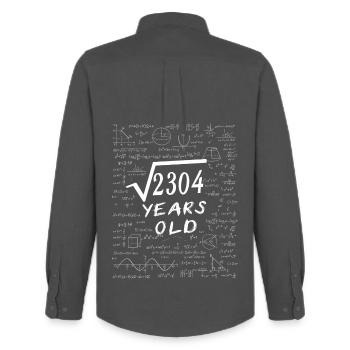 48. Geburtstag 48 Jahre Quadratwurzel aus 2304 - Männer Oxford Hemd von Stanley/Stella - Anthrazit - Hinten - AI Model Male 185 dark (185cm)