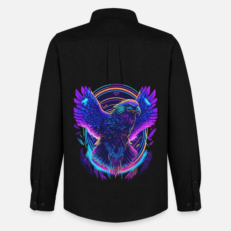 Fliegender Adler Synthwave - Männer Oxford Hemd von Stanley/Stella - Schwarz