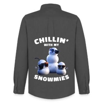 Chillin With My Snowmies Funny Snowmen - Men's Oxford Shirt by Stanley/Stella - anthracite - Back - AI Model Male 185 dark (185cm)