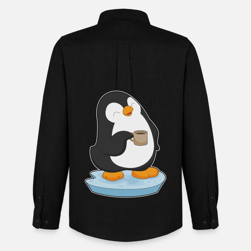 Pinguin Kaffee Tasse - Männer Oxford Hemd von Stanley/Stella - Schwarz